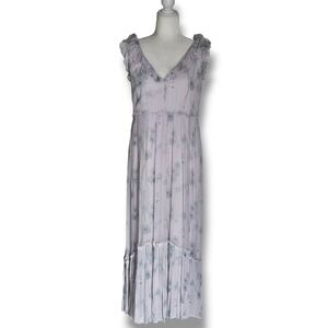 Floral Maxi Dress Size 10 Ruffle Lavender Long Gauzy H&M Prairie Peasant Fairy